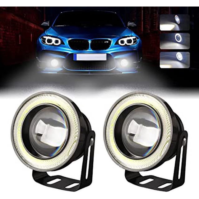 bombillas LED antiniebla de 2,5 pulgadas, 12 V, 30 W, 6000 K, luces de circulación diurna con ojo de ángel blanco, faros antiniebla/faros de repuesto para coche