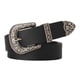 thumbnail image 1 of Cinturón decorativo con hebilla tallada retro de cuero sintético para mujer, ideal para pantalones vaqueros. Negro, 1 of 6