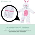 thumbnail image 4 of Cuddle Club One Piece Romper Hooded Fleece Onesie Jumper for Baby, White Pink Bunny 3T, 4 of 6