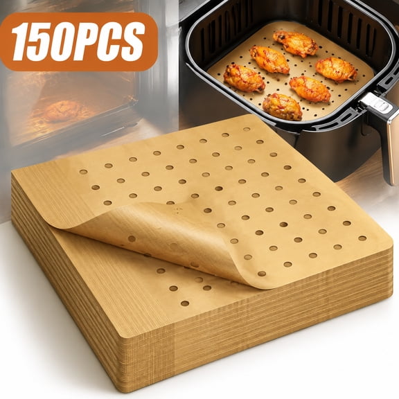 Genreen 150Pcs Air Fryer Parchment Paper Liners, 9x11 Inch Rectangular Perforated Sheets, Non-Stick Basket Liner for Toaster Oven XL Air Fryer Cuisinart Breville
