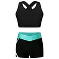 thumbnail image 4 of MSemis Kids Girls Workout Set Racer Back Sports Bra with Shorts Yoga Sports Set Black&Blue Green 4, 4 of 6