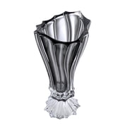 Bohemia Crystal AU52650 16 Footed Flower Vase, Home decor centerpiece, Plantica Smoky Gray