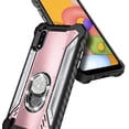 thumbnail image 5 of For Samsung Galaxy A01 Case with Tempered Glass Screen Protector (Full Coverage), Aluminum Magnetic Metal Built-in Diamond Ring Stand, Full-Body Protective Shockproof Military Phone Cover (Rose Gold), 5 of 6