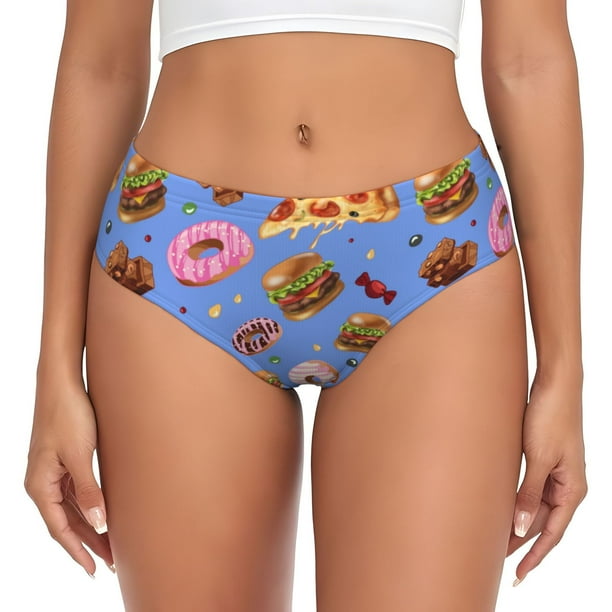 Fotbe Fastfoods Calzones Estampados para Mujer – Ropa Interior de Algodón, Cómoda, Suave y Elástica-Large