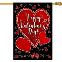 Happy Valentine''s Day House Flag 28 x 40 Inch Heart Garden Flag Decorative Double Sided Large Flag for Valentine''s Day Decoration