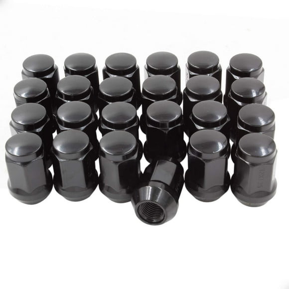 Wheel Accessories Parts 24 Pcs M14x1.5 14x1.5 Thread Bulge Acorn 35mm 1.38" Long Lug Nuts Black 3/4" 19mm Hex Fits Jeep Wagoneer | Grand Wagoneer | 2019+ Ram 1500