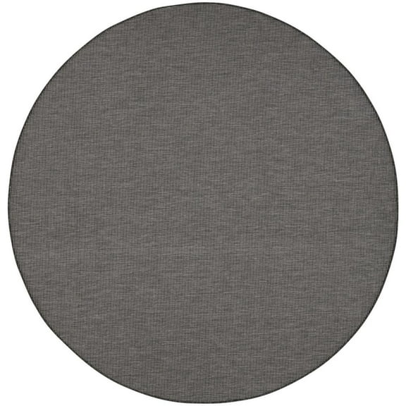 8' Charcoal Round Power Loom Area Rug
