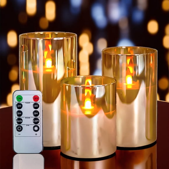 Velas sin llama Lamp NICEME Radiance, paquete de 3, cera auténtica