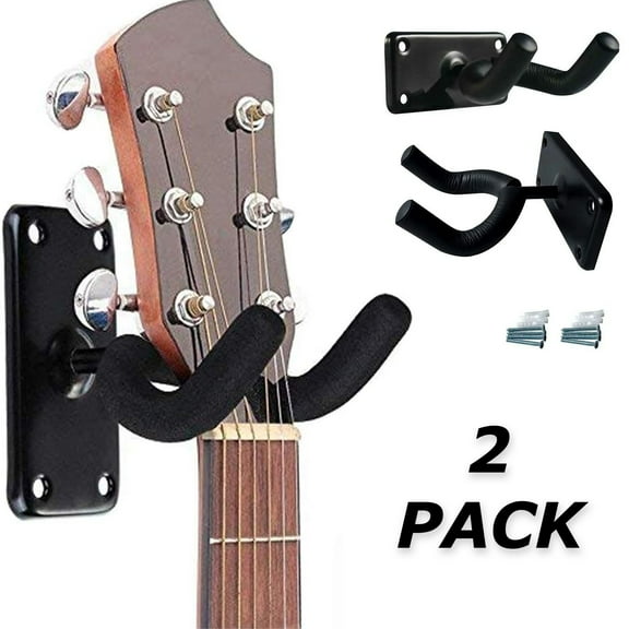 Q&Q BASICS Guitar Wall Mount - Friendly 2pc Wall Guitar Mount for Display, Wall Mount Guitar with Arm Instrument Holder, Padded Hook Rack
