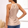 thumbnail image 5 of Womens Sequin Halter Top Sleeveless Sparkle Tank Tops Glitter Dressy Shirts Evening Clubwear Cocktail Party Camisole Tops,Champagne M, 5 of 6