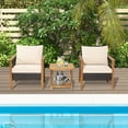 thumbnail image 1 of Gymax 3PCS PE Wicker Patio Bistro Set Outdoor Acacia Wood Set w/ 2-Tier Coffee Table, 1 of 7