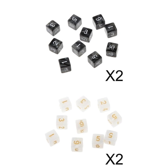 LeeQinersw 40pcs D6 Dices 6 Sided Role Playing Game Dice for RPG Toys Props Black White