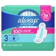 thumbnail image 4 of Always Ultra Thin Pads with Wings, Super Absorbency, Extra Long, Unscented, Size 3, 14 Ct, 4 of 15