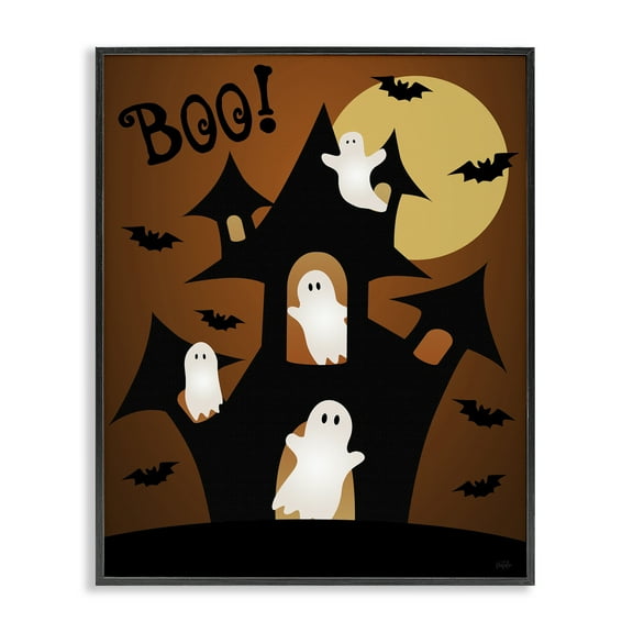 Stupell Industries Ghostly Haunted House Black Framed Giclee Art, design by Natalie Carpentieri, 14 x 11