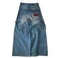 thumbnail image 1 of Womens Polyester Printed Oversized Baggy Wide Leg High Waist Full Length Jeans, 1 of 9