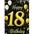 thumbnail image 3 of Black Background Gold Elements 18th Happy Birthday Banner Party Decoration Photography Props Backdrop for Birthday Parties Celebrations Events Photo Shoots, 3 of 7