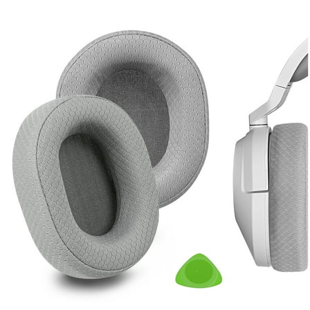 Geekria Comfort Mesh Fabric Replacement Ear Pads for Corsair HS65, HS55 Headphones Ear Cushions, Repair Parts (Grey)