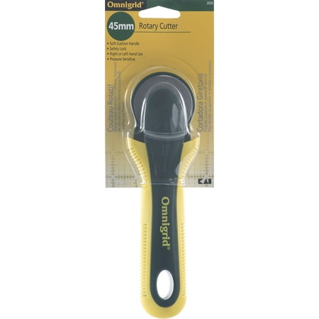 Omnigrid 45mm Rotary Cutter: Ergonomic Handle, Carbon Steel, Craft Cutting Tool, Yellow, 9.3" Length, Non-Powered