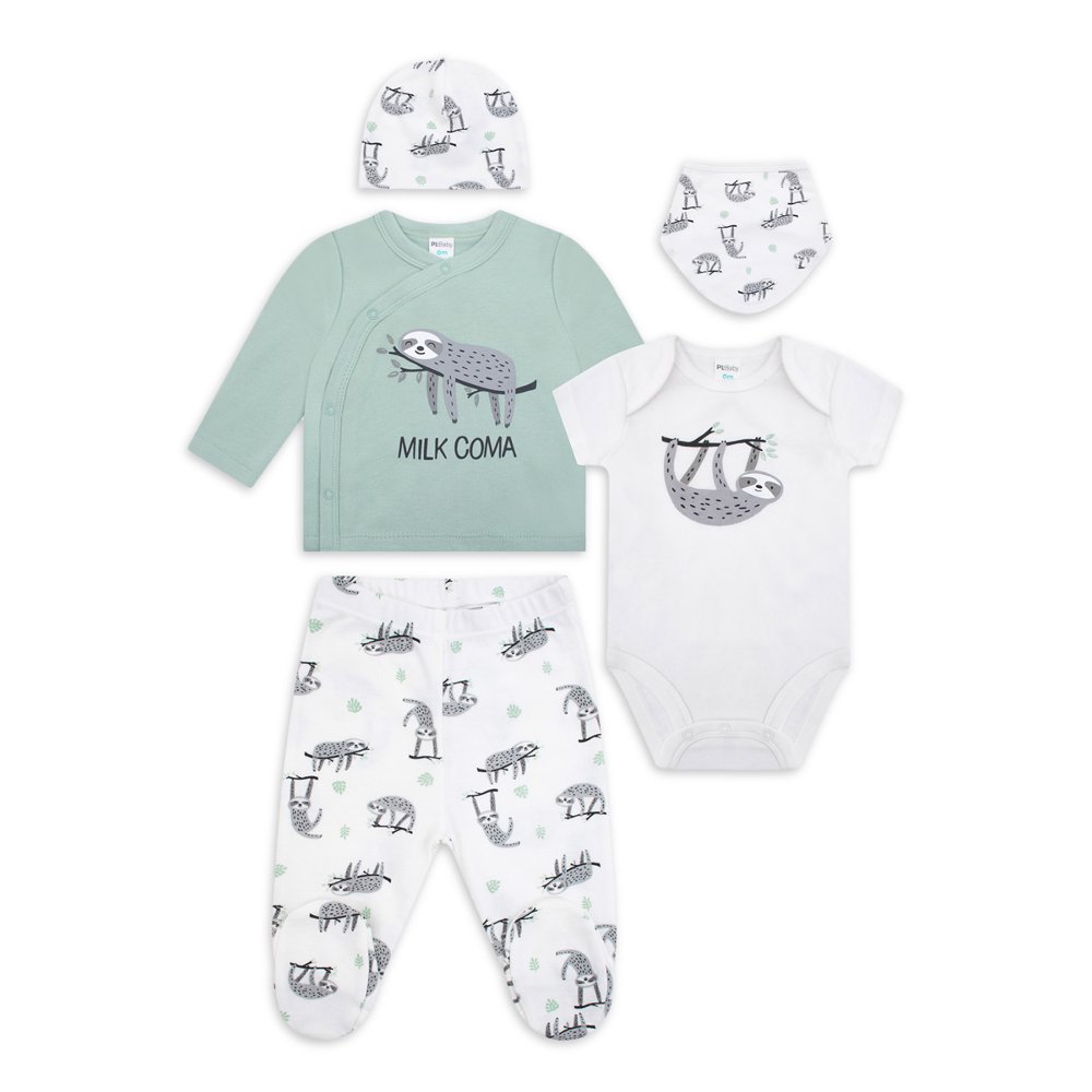 Petit Lem Petit Lem Baby Boy 5 Piece Set Light Green