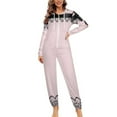 thumbnail image 4 of Pink Polka Dot Lace Bow Unisex Adult Onesie Pajamas with Pockets for Women Men Hooded Loungewear, 4 of 8