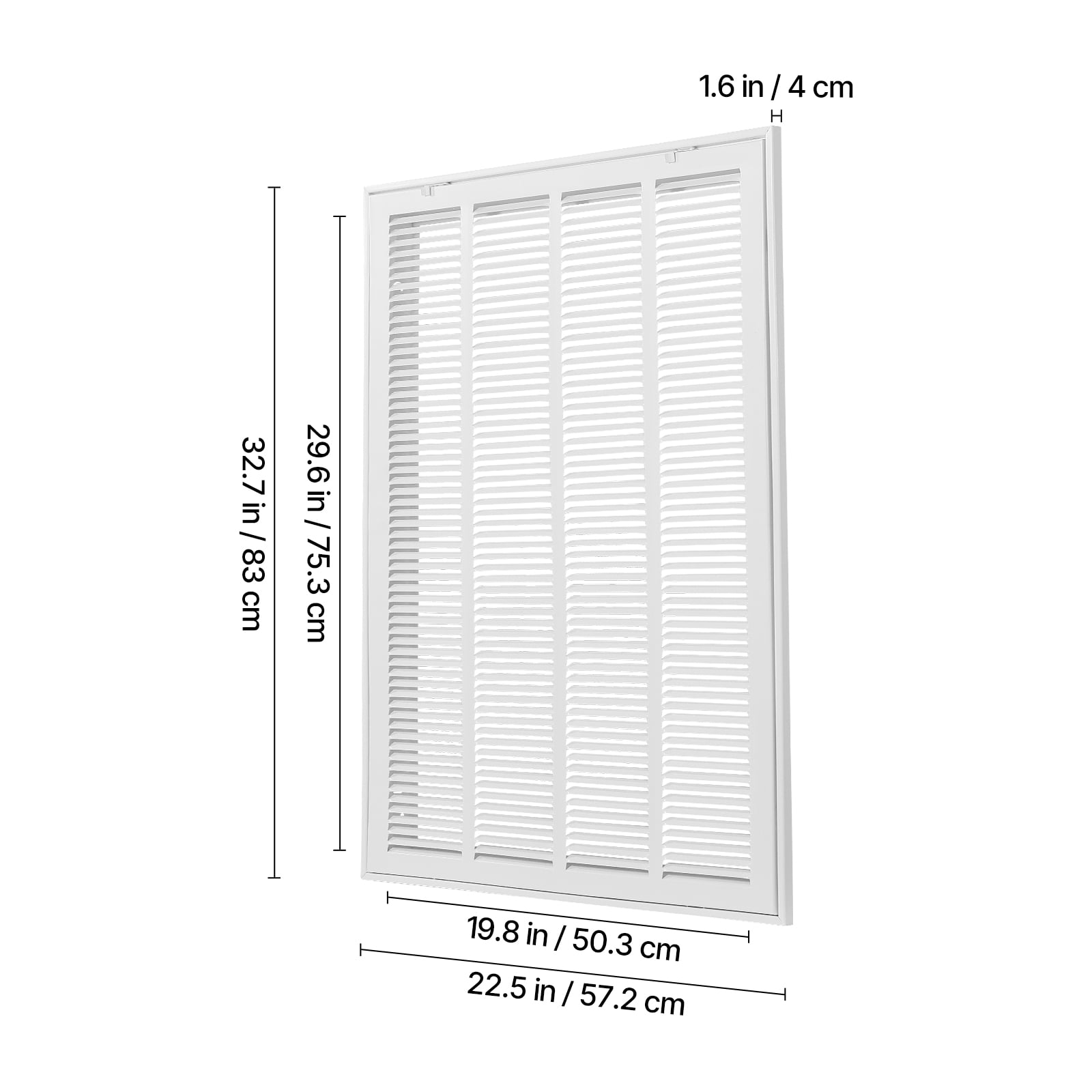 KFFKFF Air Filter Grill, Suitable for W20 x H30 Inch Duct Aperture, Filter Excluded, Wall Air Vent Cover, Powder-Finished Steel Air Return Grill with Removable Face/Door for 1 inch Filters