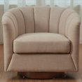 thumbnail image 2 of Swivel Barrel Accent Chair, 360-Degree Rotating Mid-Century Modern Lounge Chair with Sloped Arms, Upholstered Armchair for Living Room, Bedroom, Office in Beige, 2 of 6