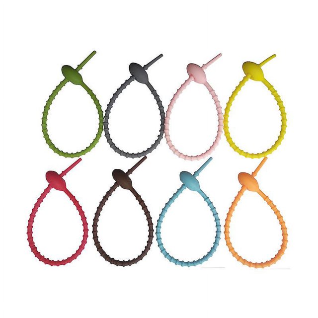 Organizador de gestión de bridas de silicona reutilizable con clip para bolsa de corbata de silicona colorida (24 piezas) Botao