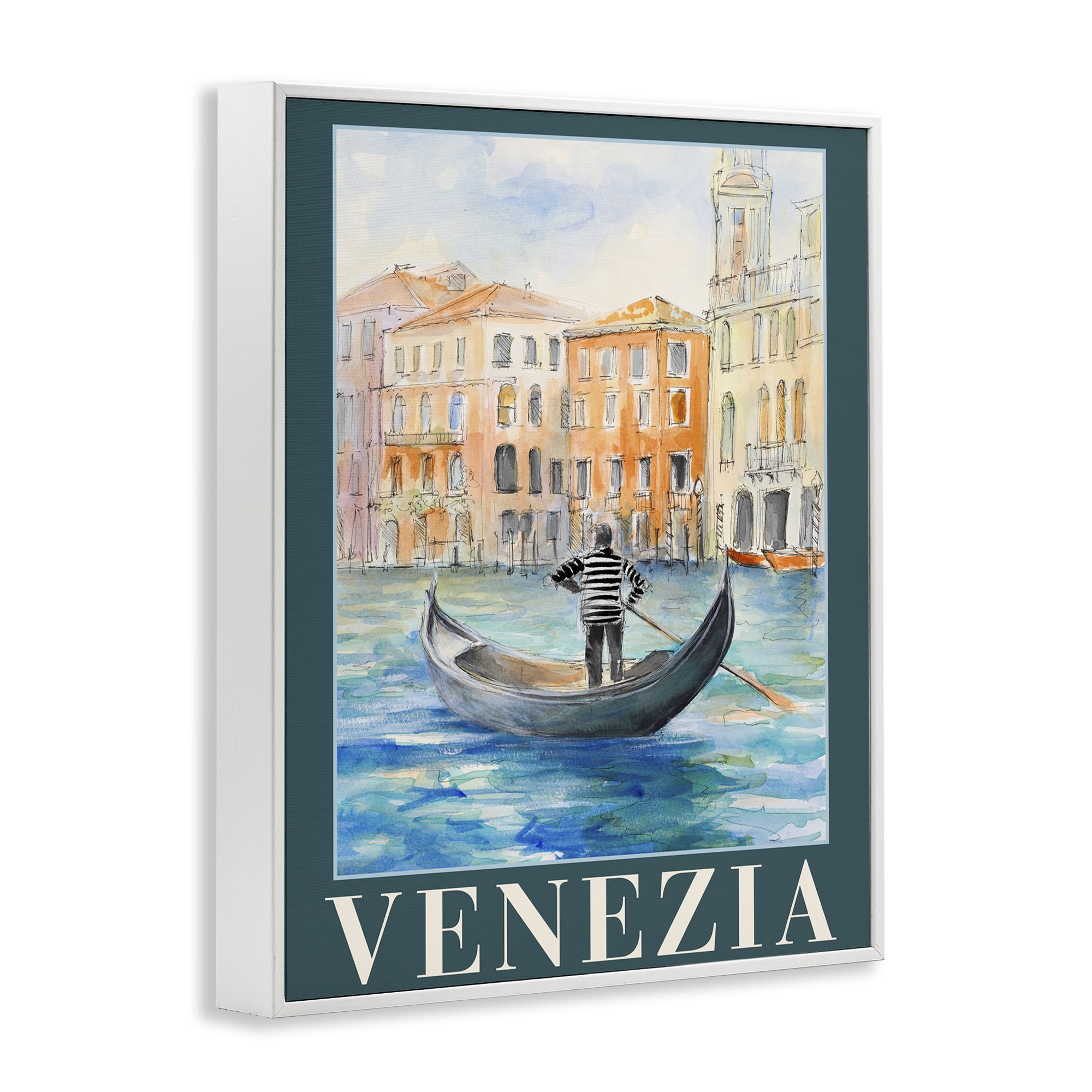 Stupell Industries Venezia Gondola View White Framed Giclee Art, design by Lanie Loreth