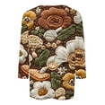 thumbnail image 3 of JTZGDY Floral Tops for Women Dressy Casual 3/4 Length Sleeve Crewneck Basic Tees Retro Print Summer Graphic Tunic Blouse Business Work T-Shirts for Leggings Multicolor#08 XL, 3 of 6
