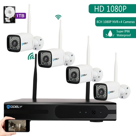 Reactionnx 8CH 1080P NVR Wifi Set - 720P 3.6mm 36-LED Waterproof IP Camera with 1TB HDD - HD Wireless Security IP Camera - Support IPhone Android