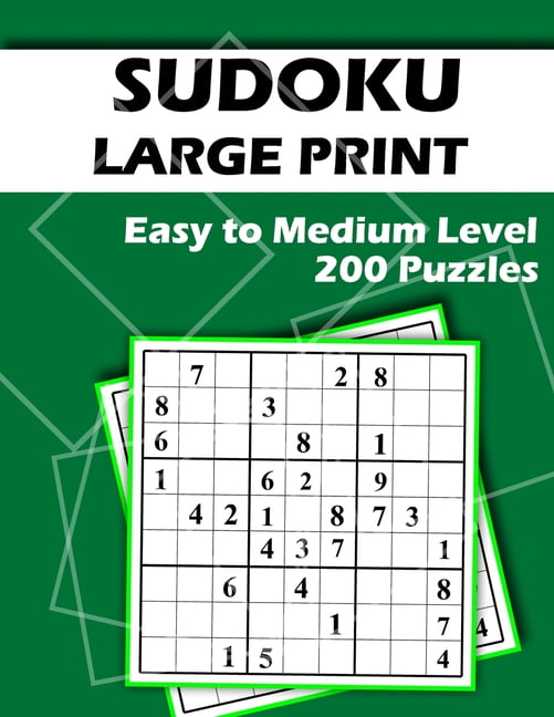 sudoku large print 200 easy to medium puzzles large font two