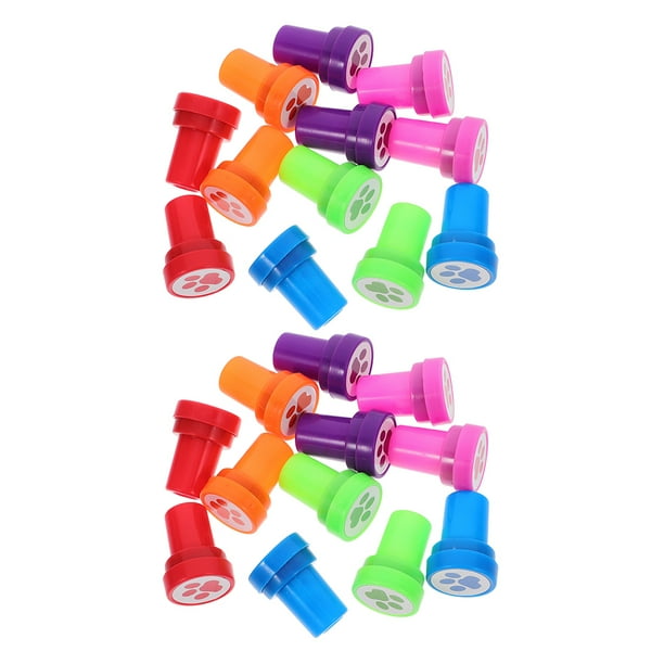 24 sellos con forma de pata de perro para manualidades infantiles, sellos autoentintables de animales para diarios, álbumes de recortes, recuerdos de fiesta de cumpleaños y premios para el aula.