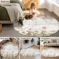 thumbnail image 5 of Round Area Rug 3 Ft, Brown Botanical Washable Non-Slip Circle Carpet for Living Room/Bedroom, Spring Floral Retro Watercolor Low-Profile Small Floor Mats Collection Rugs for Indoor, 5 of 7