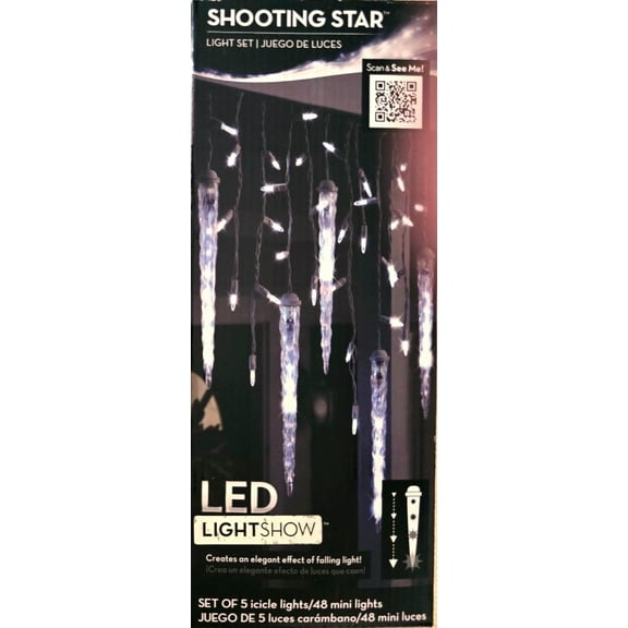 Gemmy Shooting Star LED 5 Icicle CLEAR Lights String Cascading Light Show NEW