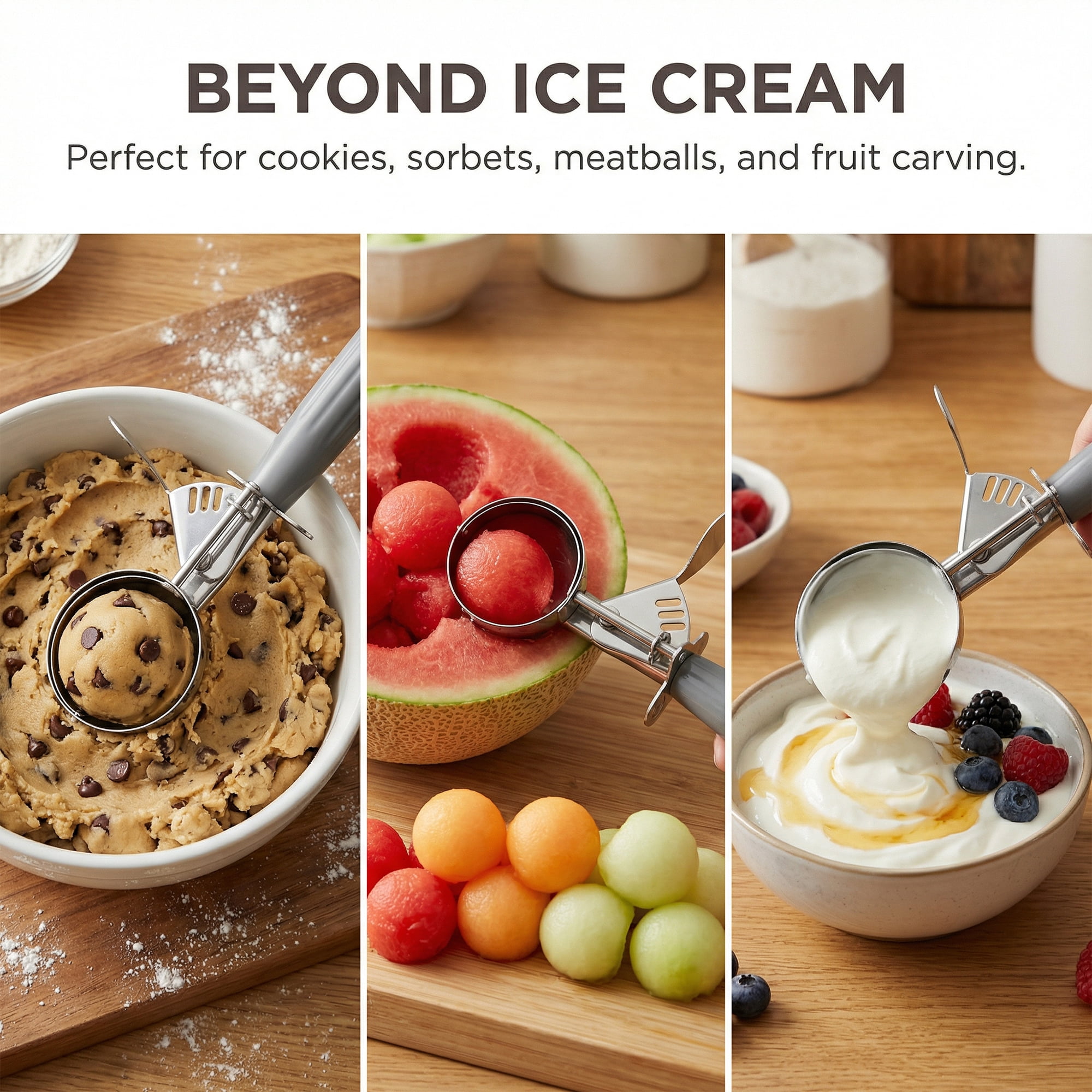 Unique Bargains Stainless Steel Ice Cream Scoop Grey 9in