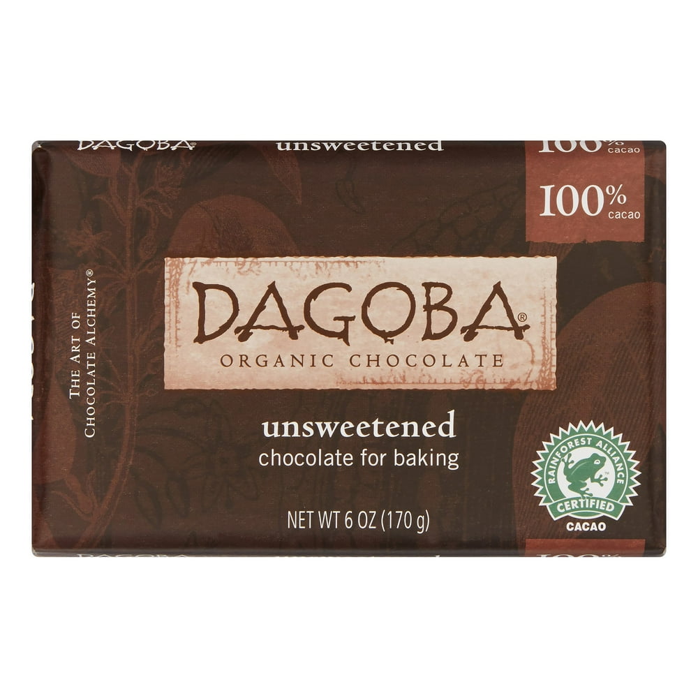 Dagoba Organic Unsweetened Baking Chocolate Bar, 100 Cacao, 6 Oz