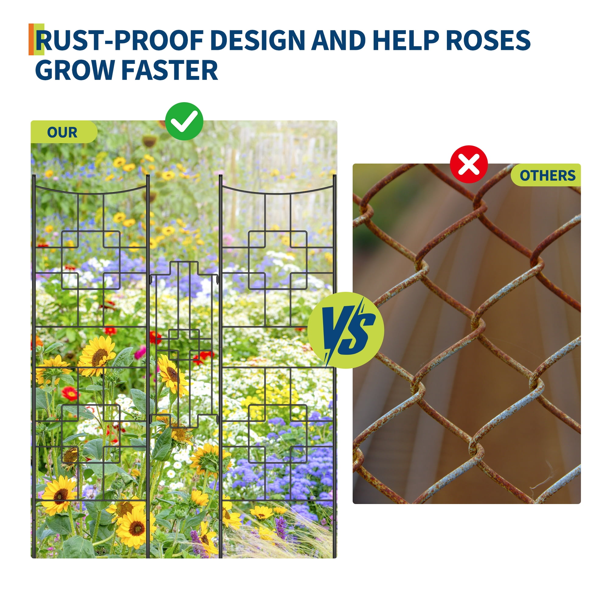 Metal Garden Trellises for Climbing Plants Outdoors,  Black Large Garden Arch Trellises for Roses