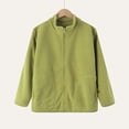 thumbnail image 2 of Unisex Kids Solid Color Fleece Coat, Long Sleeve Casual Outerwear With Side Pockets Loose Fashion Daily Jacket for Boys Girls All Season Wear Green 3-4 Years, 2 of 6
