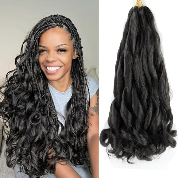 shiyou-Long French Curly Braiding Hair #2 Brown Synthetic Bouncy Braiding 75g/Pack Curly Crochet 22Inch 5Pack French Curl Braids Hair Extensions (2#, 22inch)