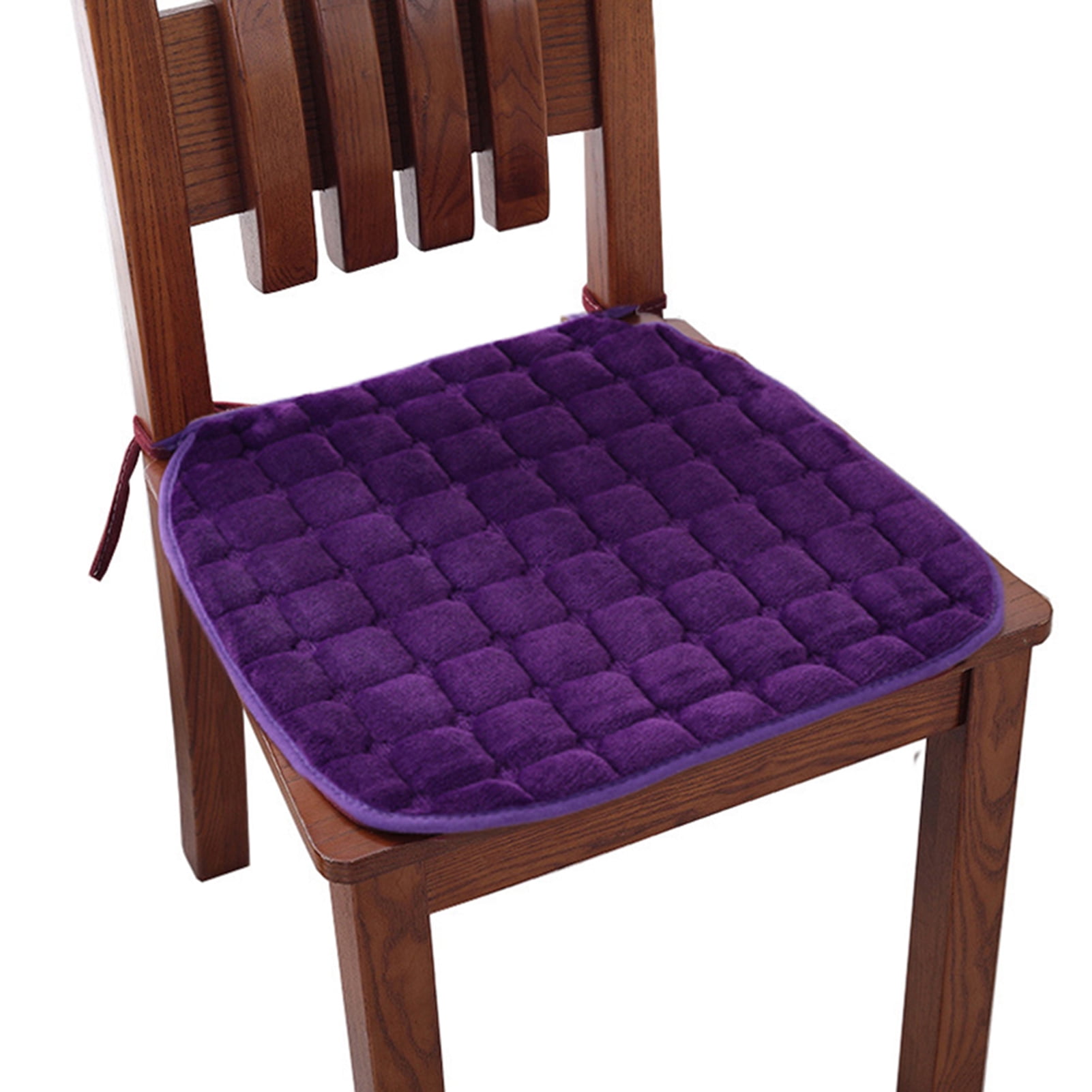 Anvazise Seat Cushion Solid Color Tie On Polyester 40cm/45cm Anti Skid Chair  Pad for Dining Room Purple Round,45*45cm 