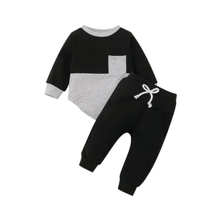 

New Born Baby Girls Cotton Autumn Patchwork Pocket Long Sleeve Pants Set Outfits Sweatshirt Clothes Baby Girl Flannel Receiving Blanket