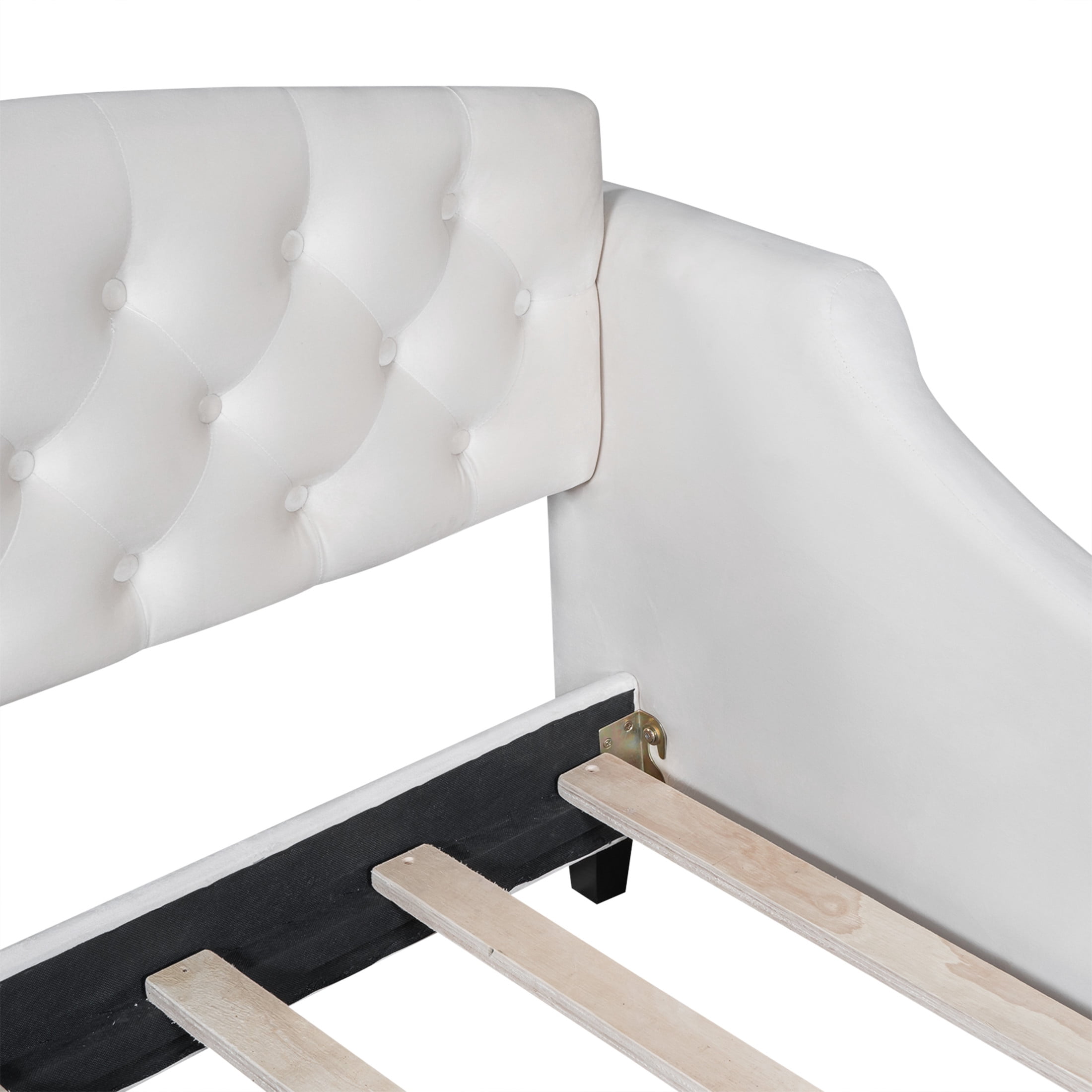 Noble House Sabrina Luxury Twin Daybed, Velvet Upholstered Tufted Sofa Bed, Plywood Frame with Piped Edges, Beige