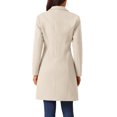 thumbnail image 3 of INSPIRE CHIC Women's Winter Coat Single Breasted Peacoat Notched Lapel Button Down Outerwear Overcoat M Beige, 3 of 6