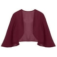 thumbnail image 4 of iiniim Women's 3/4 Sleeve Open Front Soft Chiffon Shrug Cardigan for Evening Dress Size S-3XL Burgundy 3XL, 4 of 7