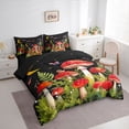 thumbnail image 3 of jejeloiu Red Mushroom Fungus 7-Piece Twin Bedding Sets,Rustic Plants Leaves Bedding Comforter Set,Red Green Black Sheet Sets For Girl,Luxury Bedroom Decor Reversible, 3 of 8