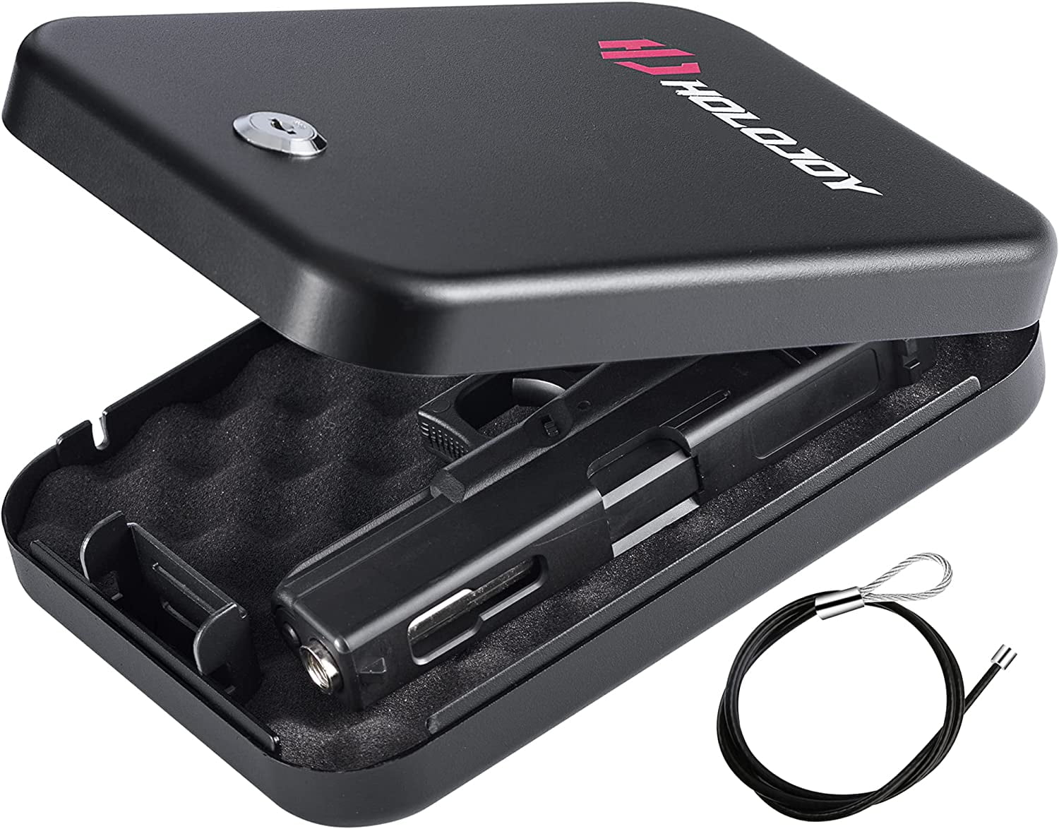 HOLOJOY Pistol Safe,Handgun Lock Box,Lockbox for Guns and Valuables