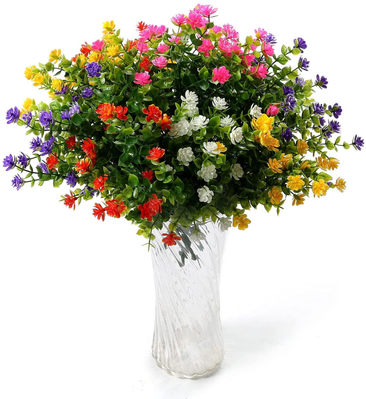 6 Bundles Artificial Flowers for Outdoors, Fake Mums UV Resistant Plants with Flowers Faux Plastic Plants for Outside Planter Window Box-Yellow