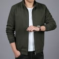 thumbnail image 5 of Defitshape Men's Long Sleeve Jacket Trucker Tops Windbreaker Zipper Windproof Plain Slimming with Pockets Lightweight Cotton Casual Fitted Soft Light Cropped Wrap Fashion Green XX-Large, 5 of 5