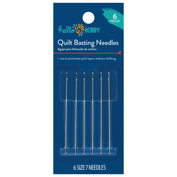 Hello Hobby Quilting Basting Steel Hand-Sewing Needles, Size 7, 6 Pieces