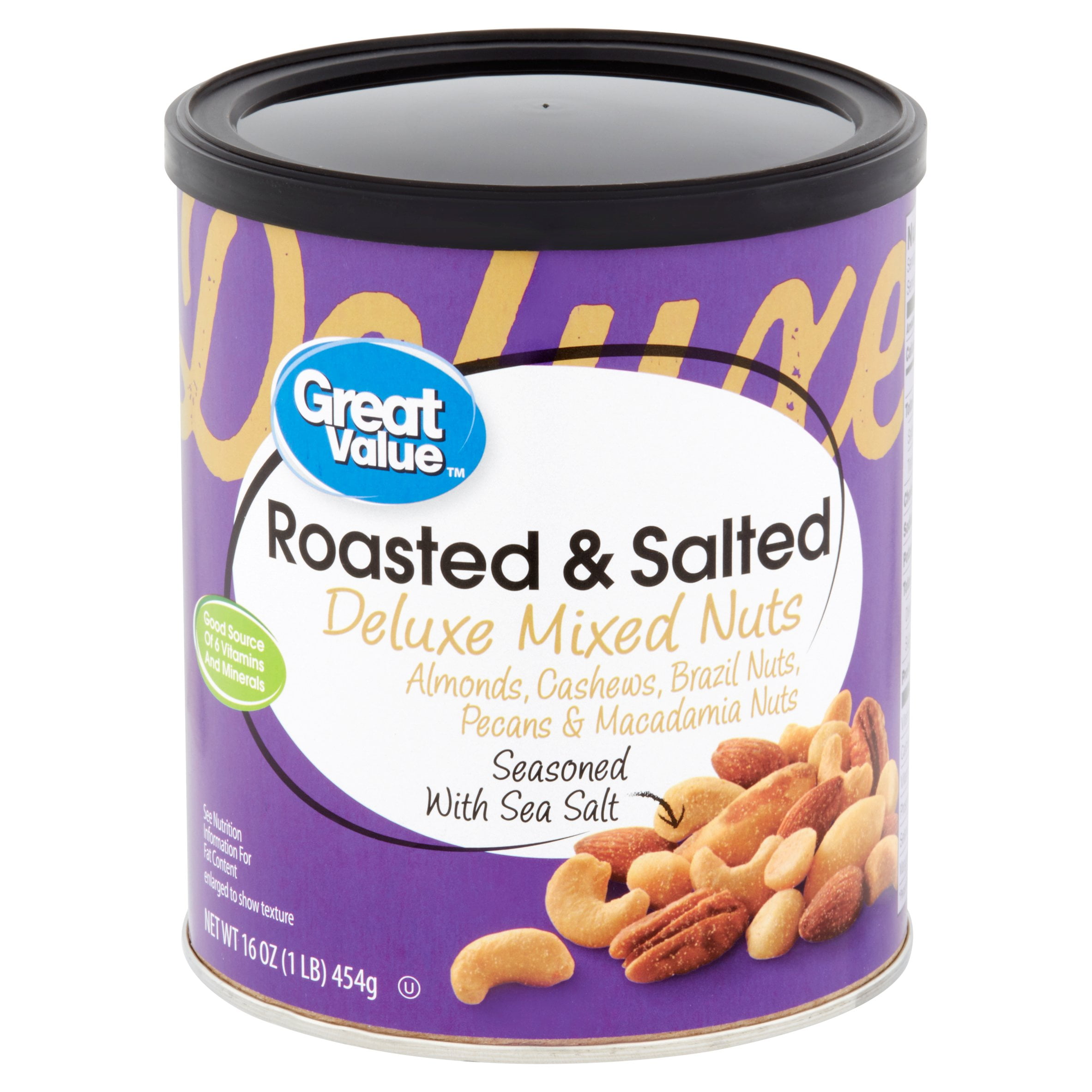 Great Value Roasted & Salted Deluxe Mixed Nuts, 16 oz